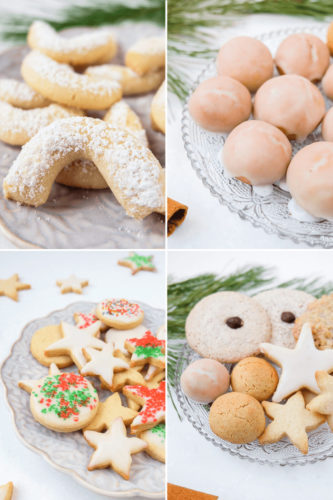 Photo collage of Christmas cookies on plates