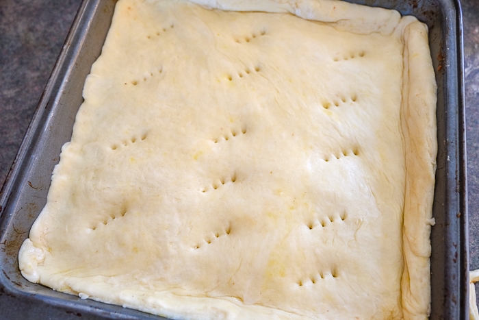 hungarian apple pie top with steam holes poked