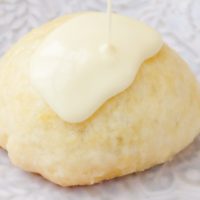 german yeast dumpling with vanilla sauce on top