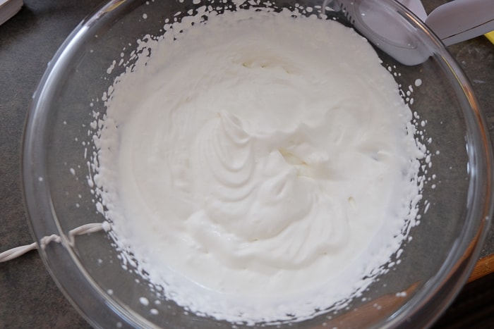 whipping cream stiff in mixing bowl