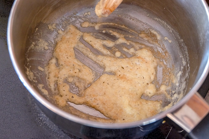 roux mixture in metal cooking pot