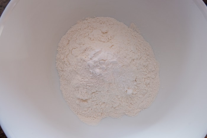 bowl of flour dry ingredients for german nut bars